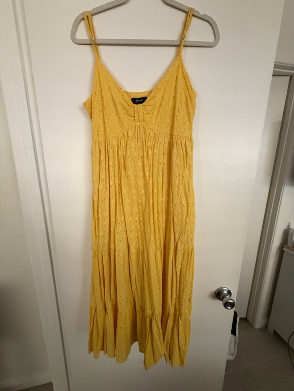 Aqua Yellow Eyelet Maxi Dress